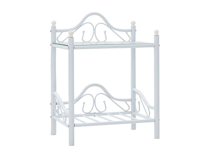 Xylith  Tables de chevet 2 pcs Acier et verre trempé 45x30,5x60cm Blanc