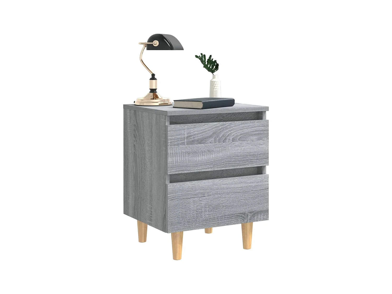 Kutztown  Tables de chevet pieds en bois 2 pcs Sonoma gris 40x35x50 cm