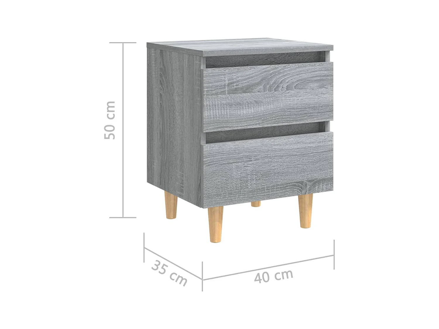 Kutztown  Tables de chevet pieds en bois 2 pcs Sonoma gris 40x35x50 cm