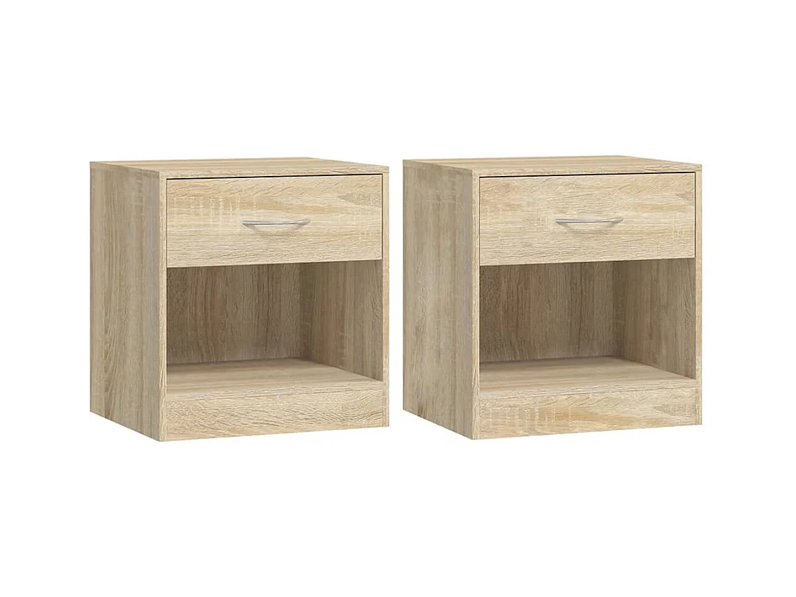 Gralina  Table de chevet 2 pcs avec tiroir Couleur de chêne
