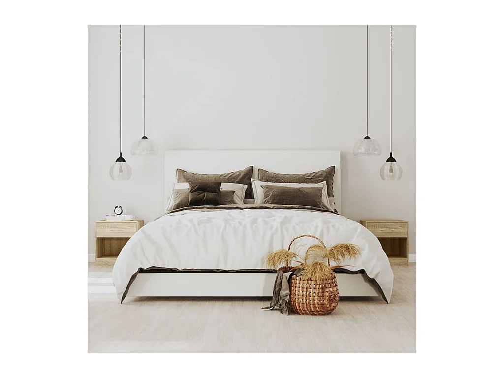 Gralina  Table de chevet 2 pcs avec tiroir Couleur de chêne