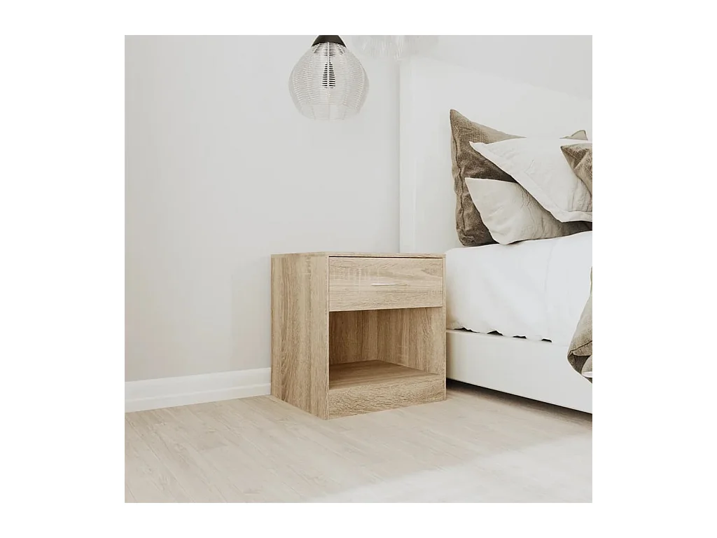 Gralina  Table de chevet 2 pcs avec tiroir Couleur de chêne