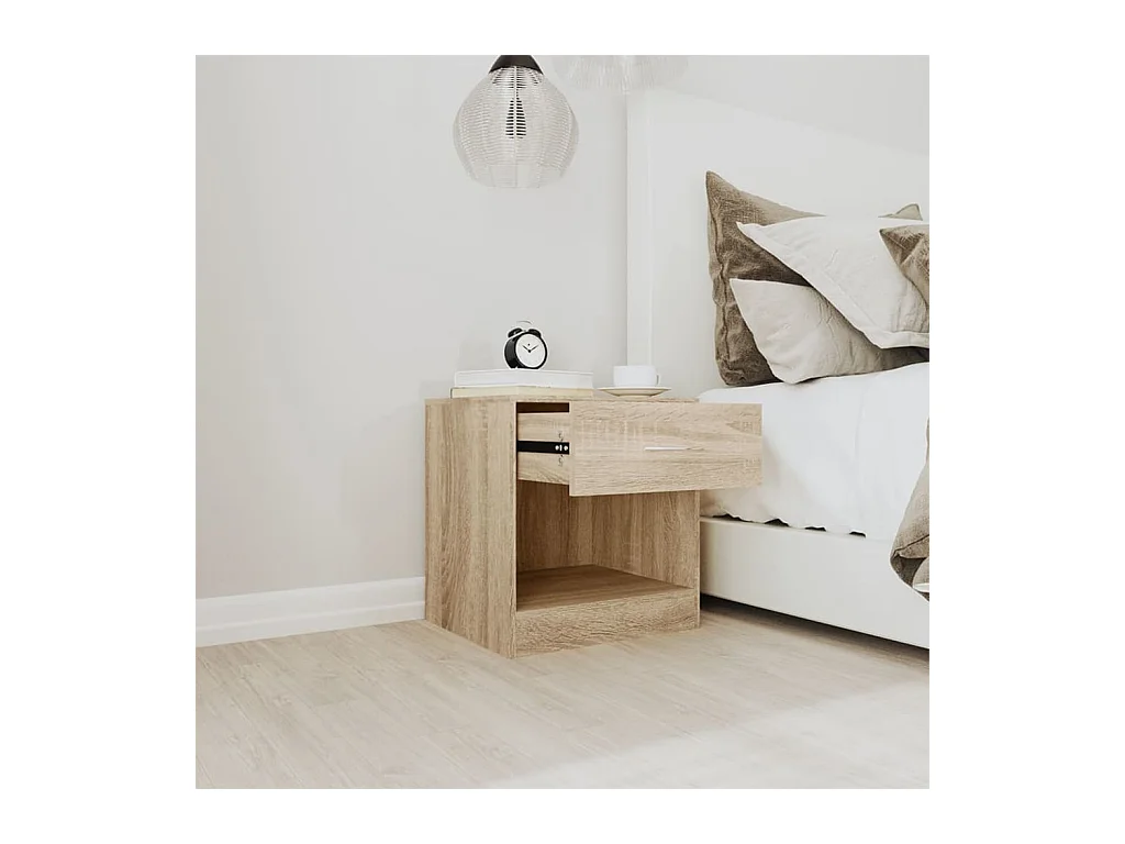 Gralina  Table de chevet 2 pcs avec tiroir Couleur de chêne