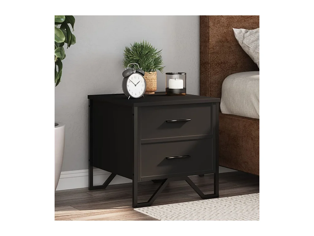 Hanne  Tables de chevet 2 pcs noir 40x41x40 cm bois d'ingénierie