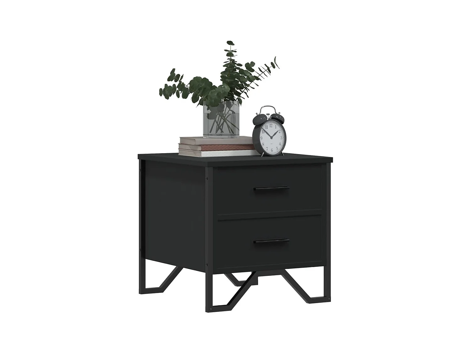 Hanne  Tables de chevet 2 pcs noir 40x41x40 cm bois d'ingénierie