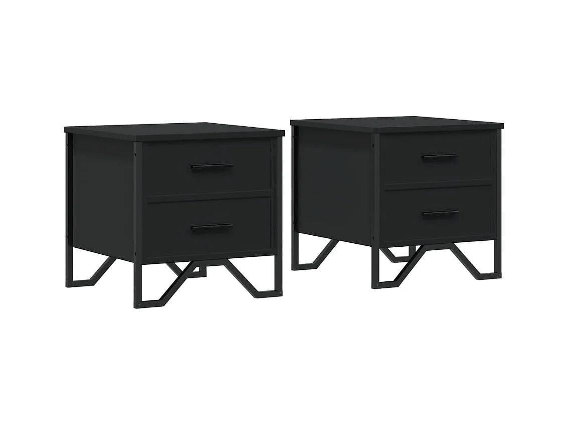 Hanne  Tables de chevet 2 pcs noir 40x41x40 cm bois d'ingénierie