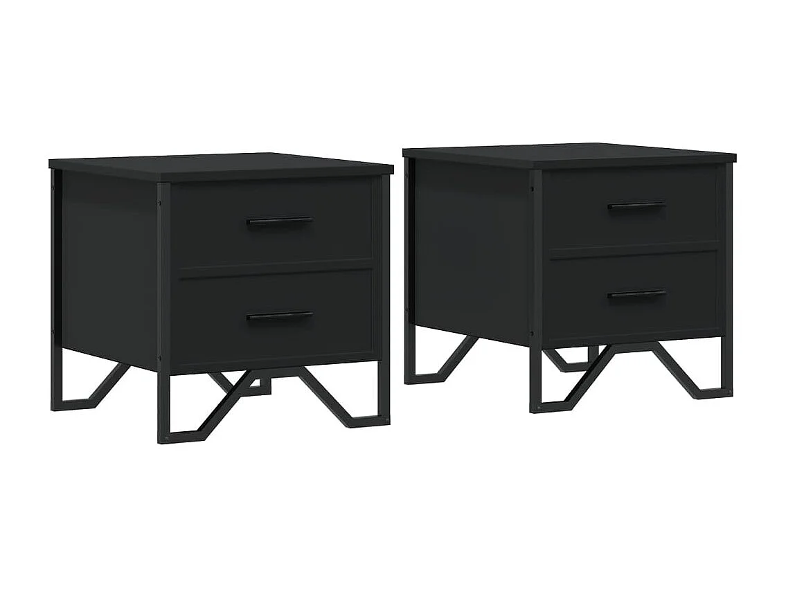 Hanne  Tables de chevet 2 pcs noir 40x41x40 cm bois d'ingénierie
