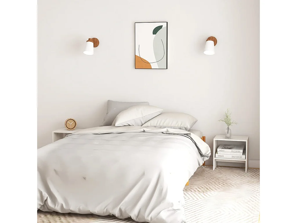 Bogota  Tables de chevet 2 pcs Blanc 40x30,5x40 cm Bois de pin massif