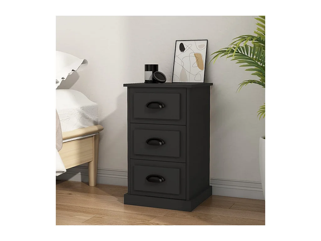 Inge  Table de chevet noir 39x39x67 cm bois d’ingénierie