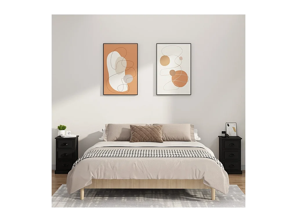 Inge  Table de chevet noir 39x39x67 cm bois d’ingénierie