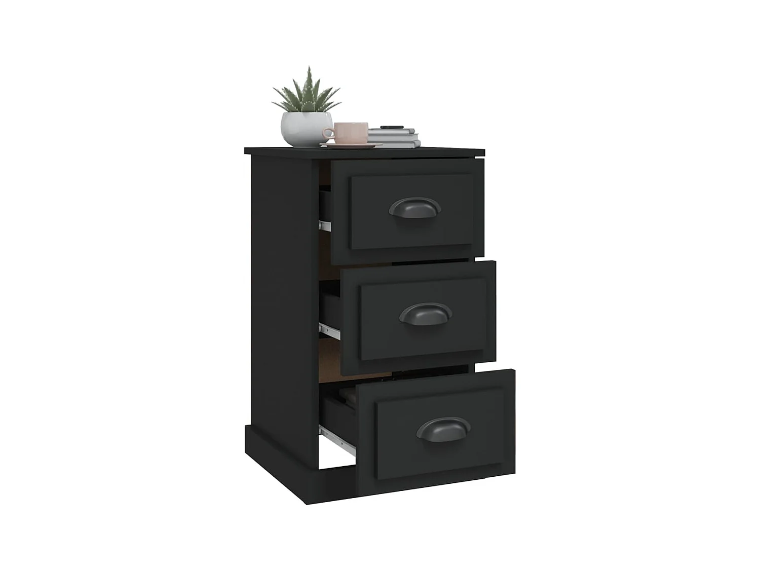 Inge  Table de chevet noir 39x39x67 cm bois d’ingénierie