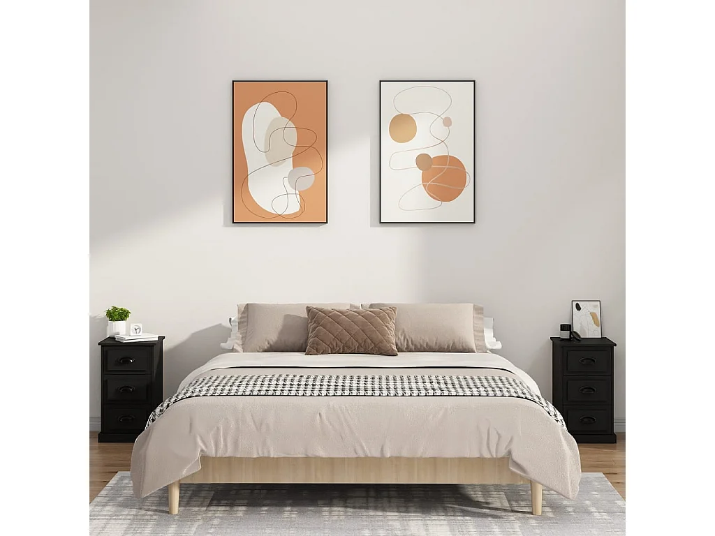 Inge  Table de chevet noir 39x39x67 cm bois d’ingénierie