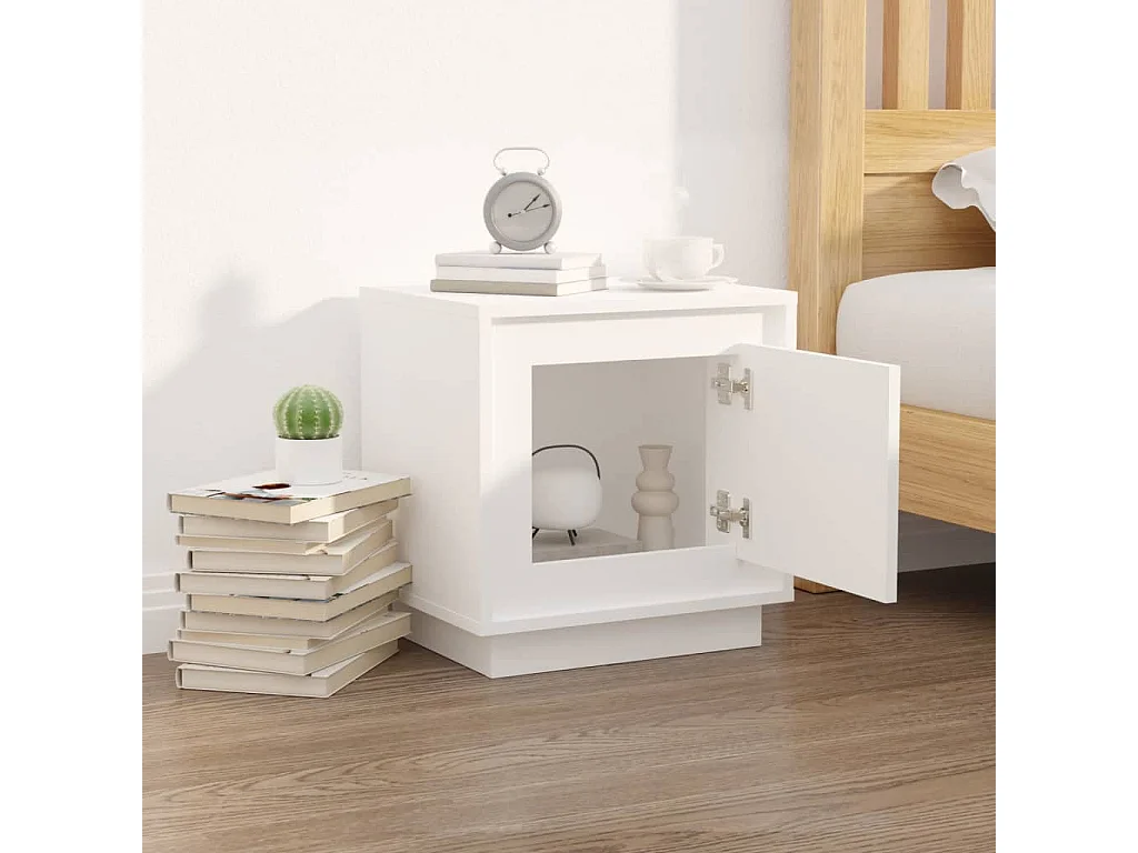 Jordy  Table de chevet blanc 44x35x45 cm bois d’ingénierie