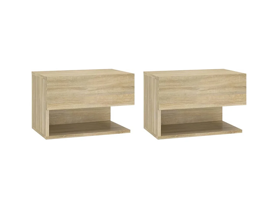 Freke  Tables de chevet murales 2 pcs Chêne sonoma