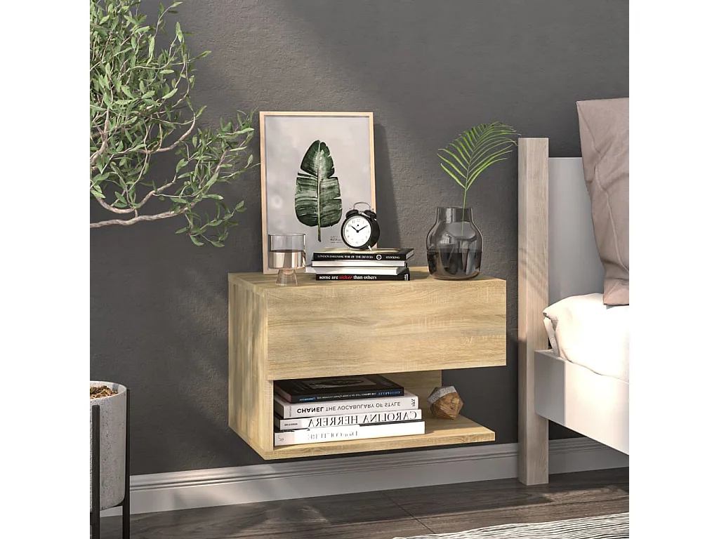 Freke  Tables de chevet murales 2 pcs Chêne sonoma