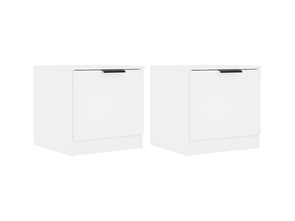 Pekela  Comodini 2 pz Bianco Lucido 40x39x40 cm