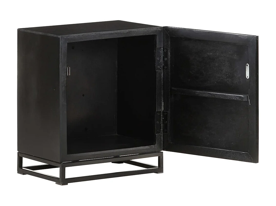 Garden Furniture -  Comodino Nero 40x30x50 cm in Legno Massello di Acacia e Mango