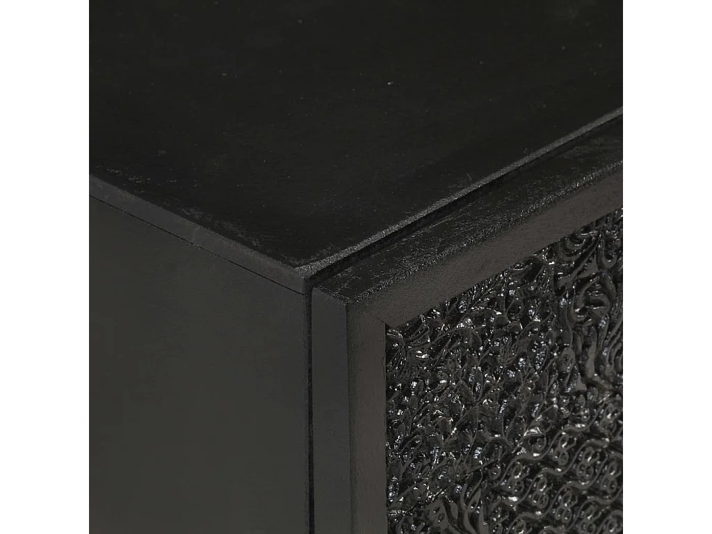 Garden Furniture -  Comodino Nero 40x30x50 cm in Legno Massello di Acacia e Mango