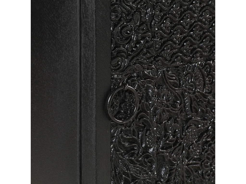 Garden Furniture -  Comodino Nero 40x30x50 cm in Legno Massello di Acacia e Mango