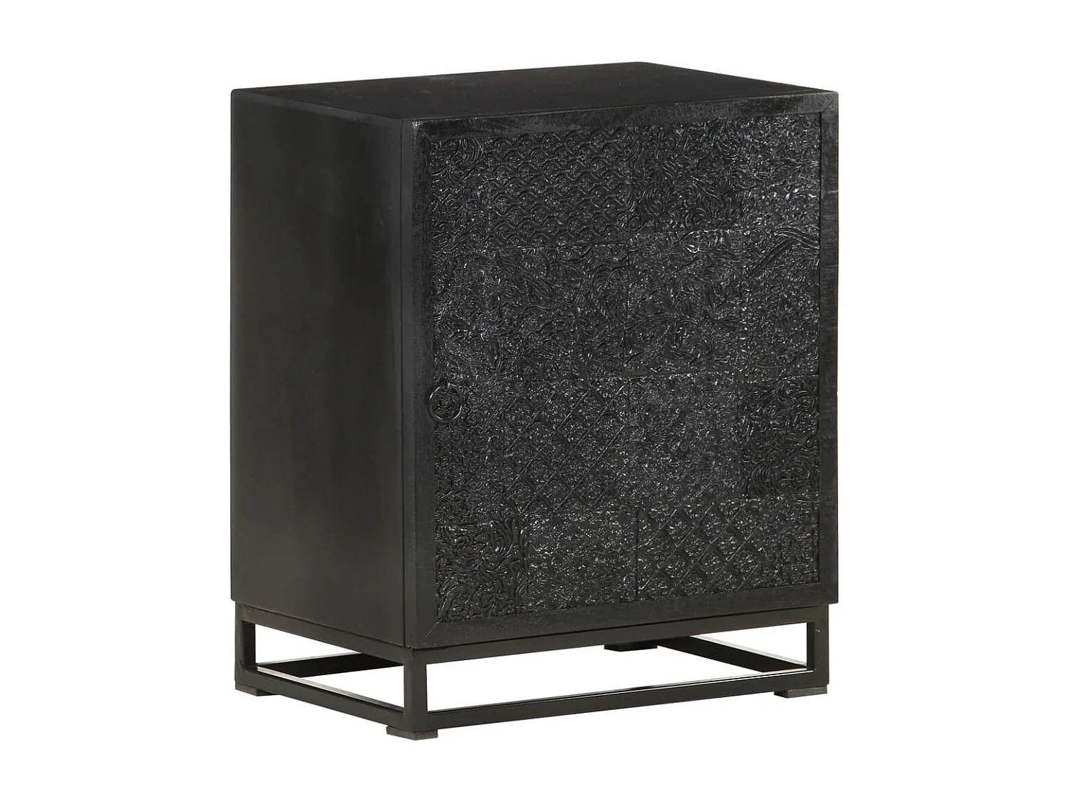 Garden Furniture -  Comodino Nero 40x30x50 cm in Legno Massello di Acacia e Mango