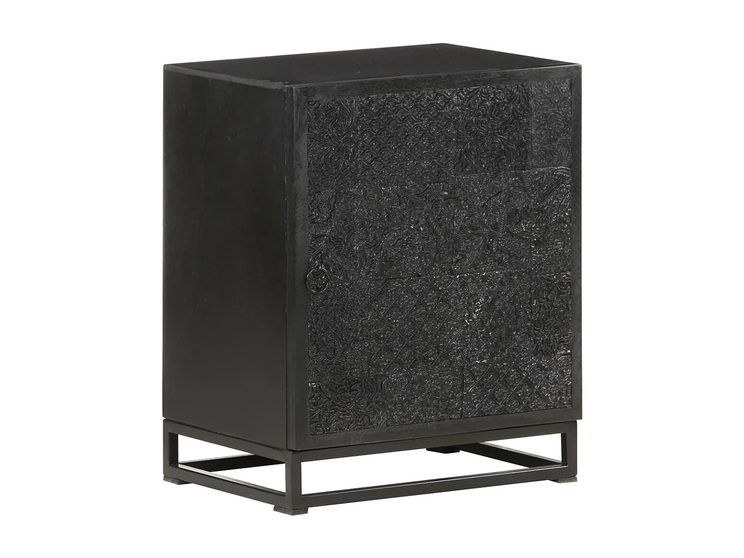 Garden Furniture -  Comodino Nero 40x30x50 cm in Legno Massello di Acacia e Mango