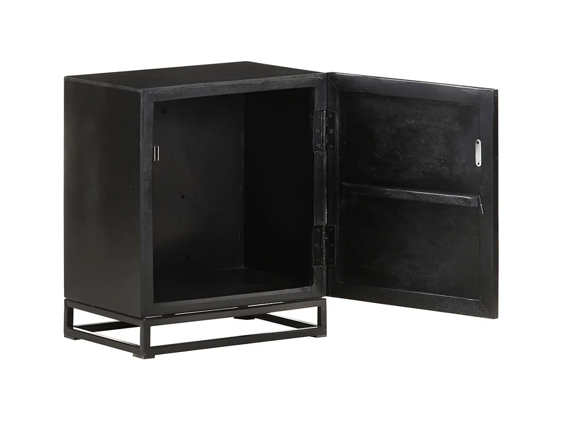Garden Furniture -  Comodino Nero 40x30x50 cm in Legno Massello di Acacia e Mango
