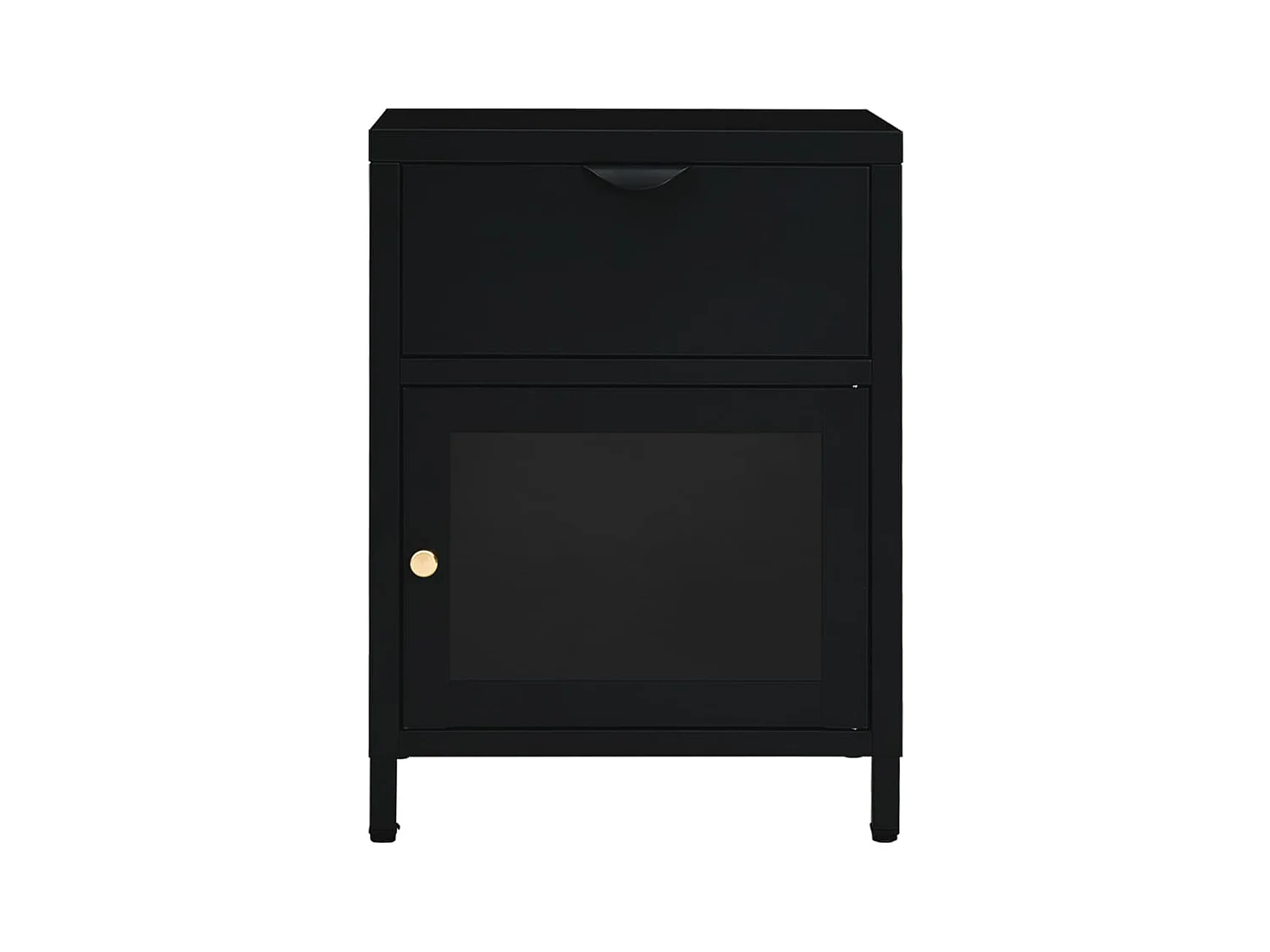 Coola  Table de chevet Noir 40x30x54,5 cm Acier et verre
