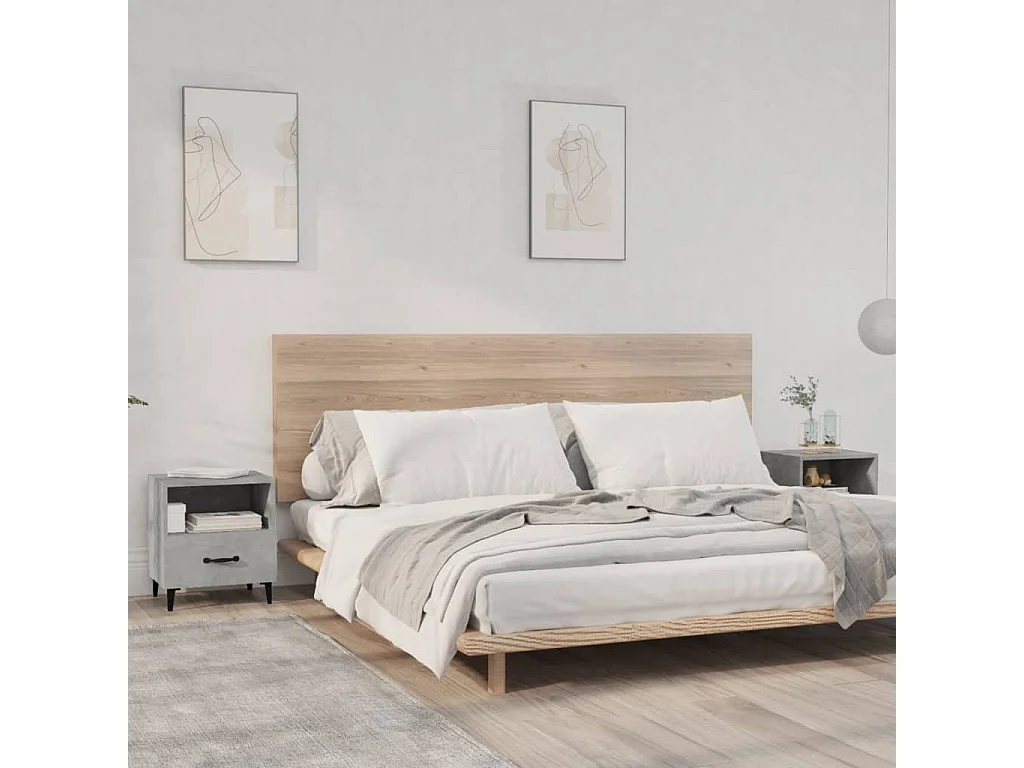 Weedsport  Tables de chevet 2 pcs Gris béton Bois d'ingénierie