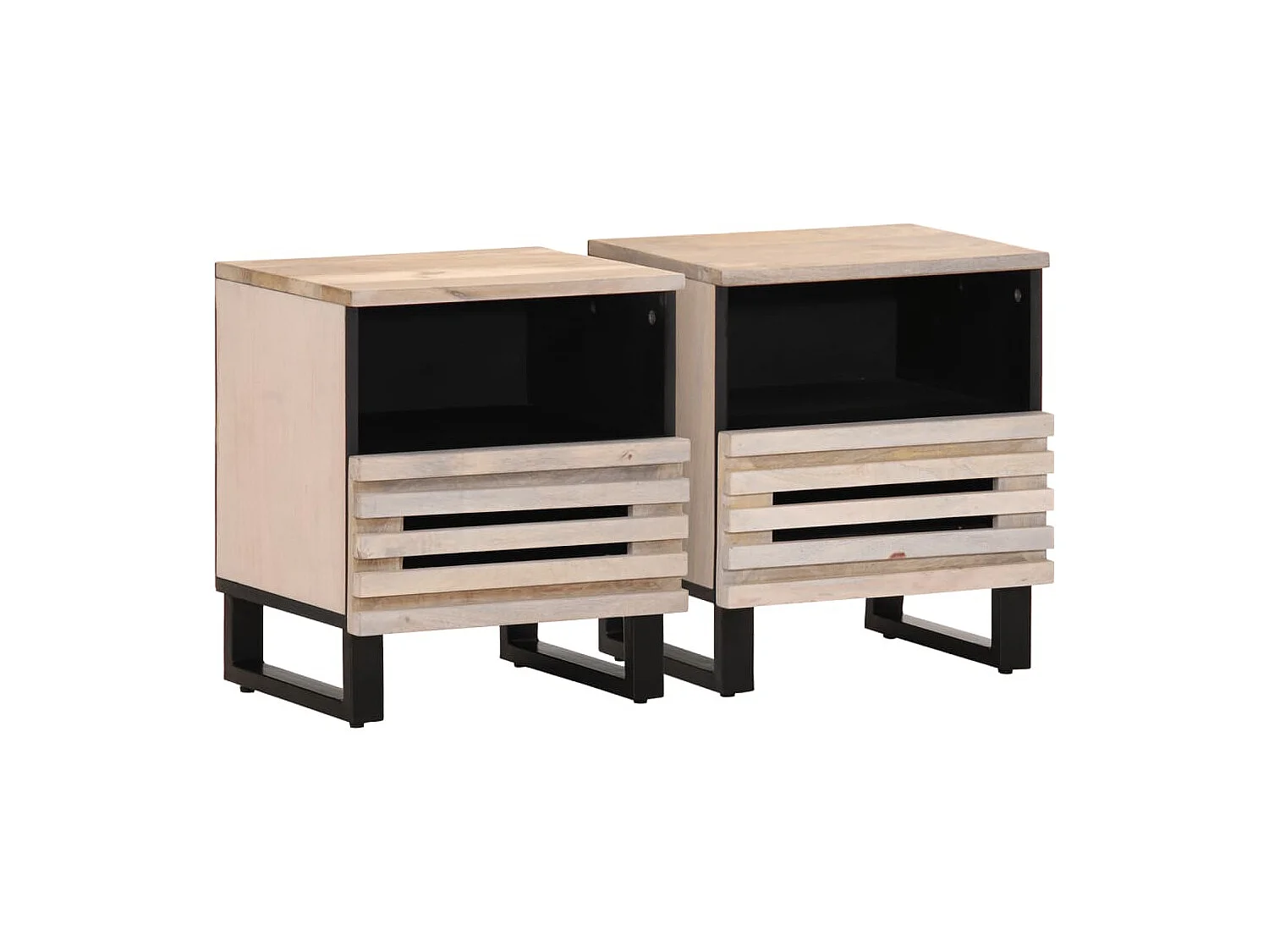 Murdin  Tables de chevet 2 pcs 40x34x46 cm bois manguier massif blanc