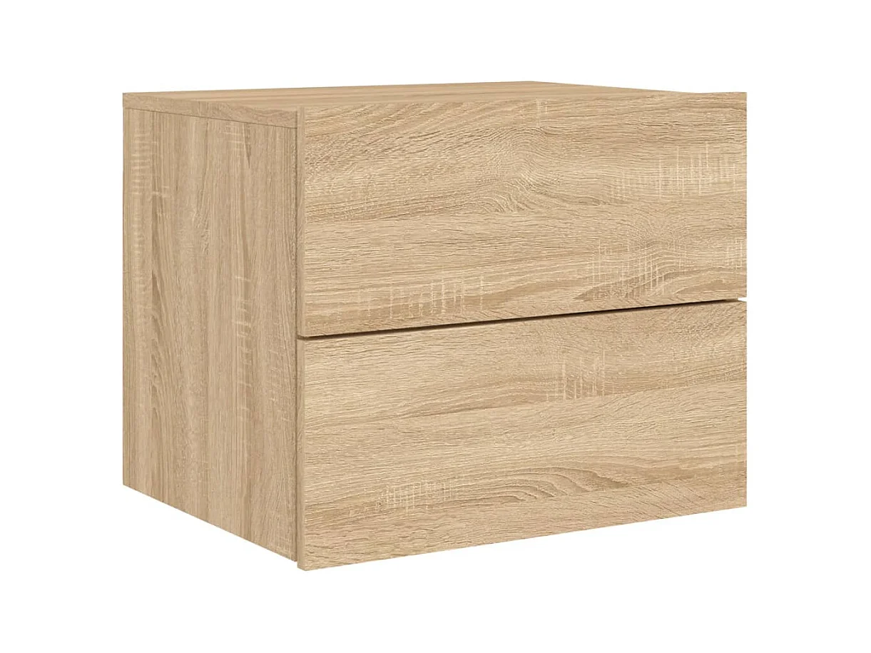 Rhylan  Table de chevet murale avec lumières LED chêne sonoma