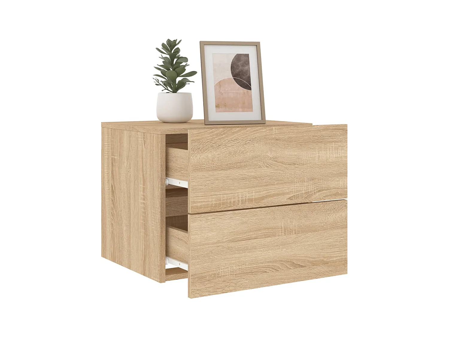 Rhylan  Table de chevet murale avec lumières LED chêne sonoma