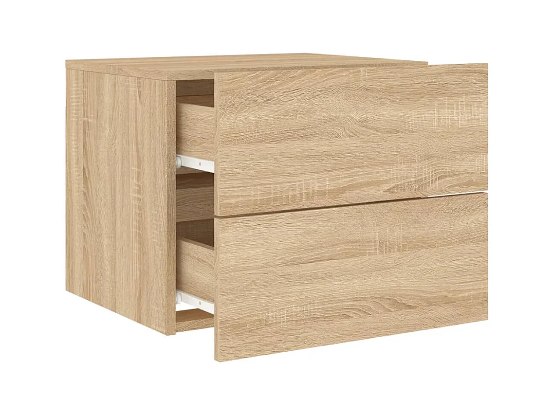 Rhylan  Table de chevet murale avec lumières LED chêne sonoma