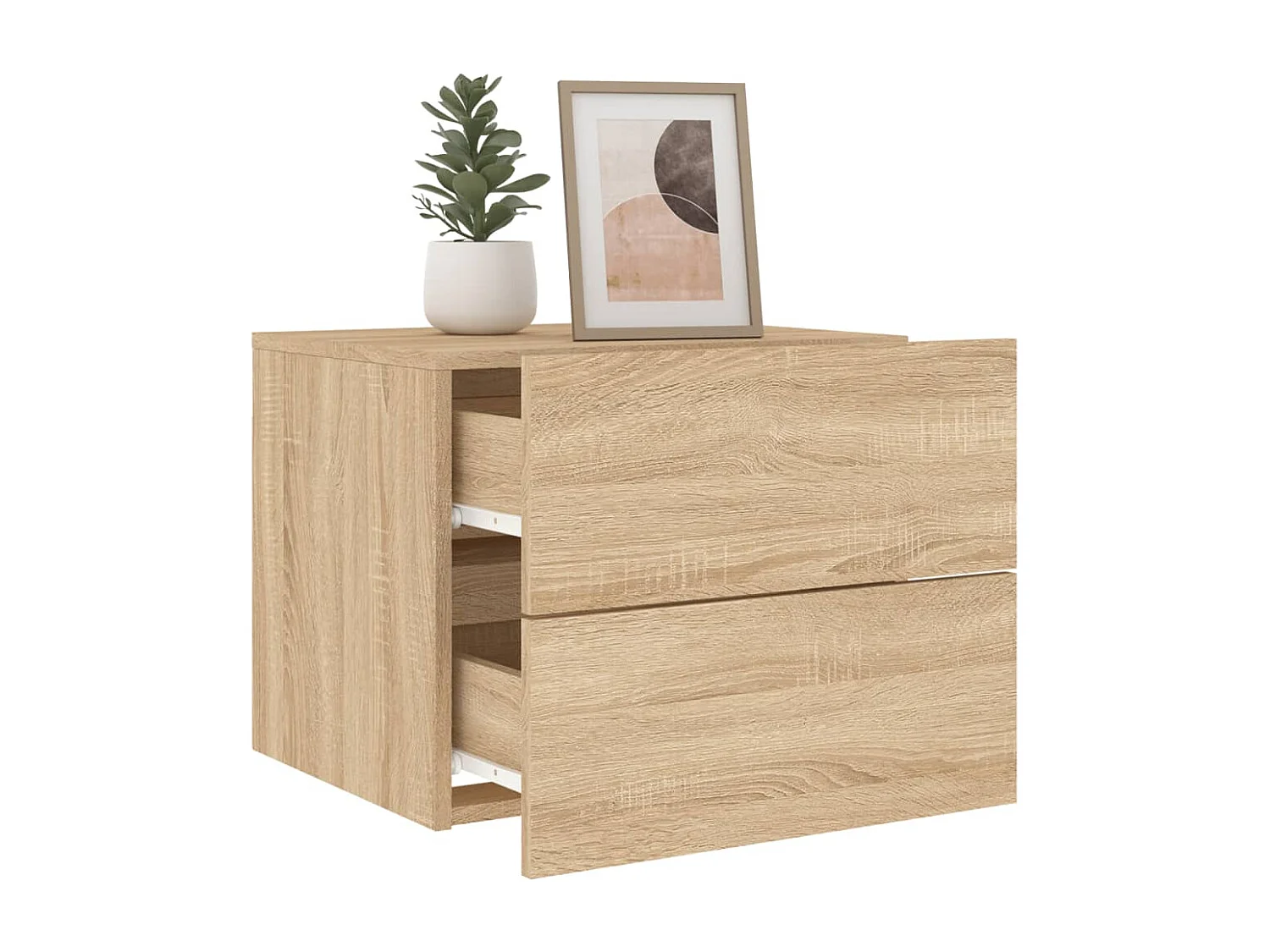 Rhylan  Table de chevet murale avec lumières LED chêne sonoma