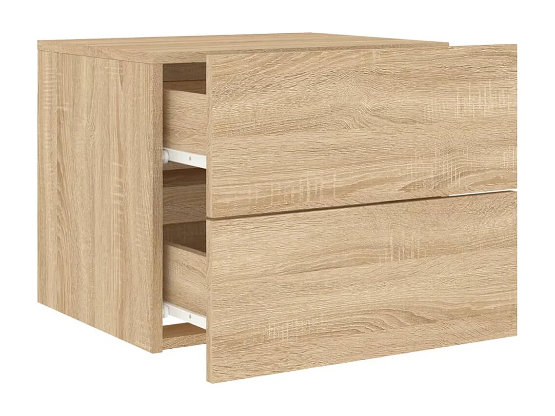 Rhylan  Table de chevet murale avec lumières LED chêne sonoma