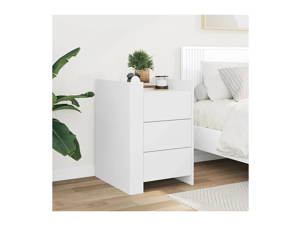 Frysa  Table de chevet blanc 45x50x65 cm bois d'ingénierie