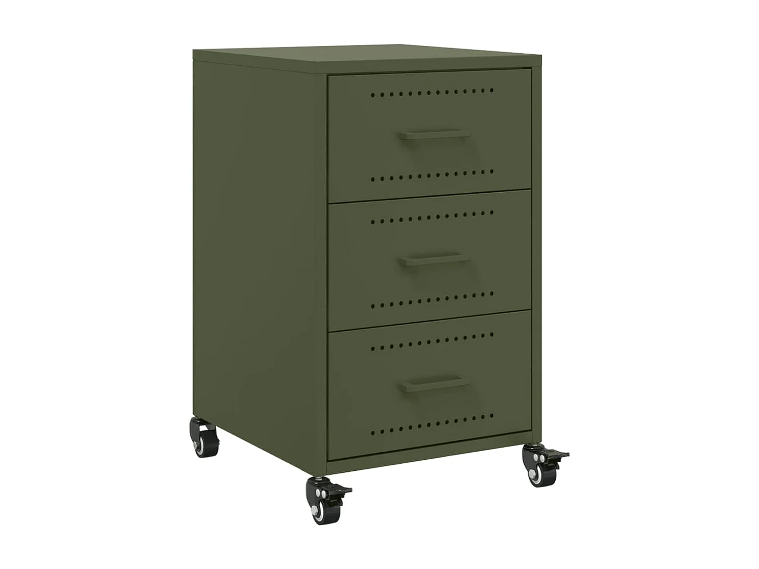 Elandir  Comodino Verde Oliva 36x39x59 cm in Acciaio