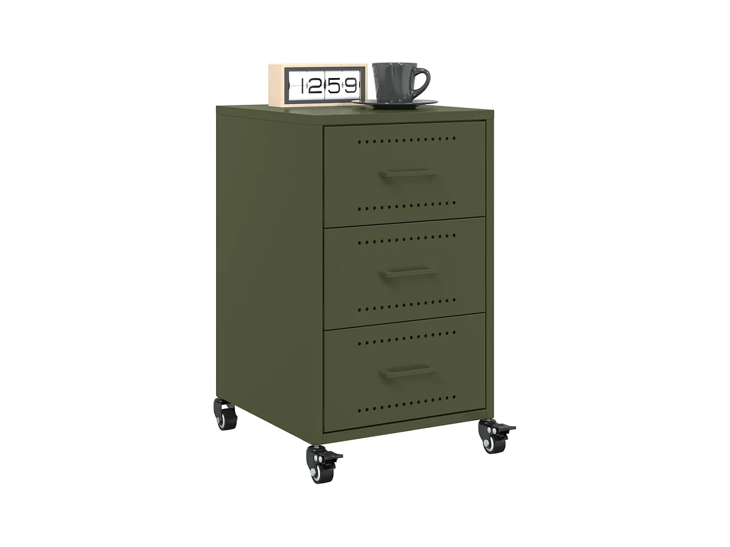 Elandir  Comodino Verde Oliva 36x39x59 cm in Acciaio