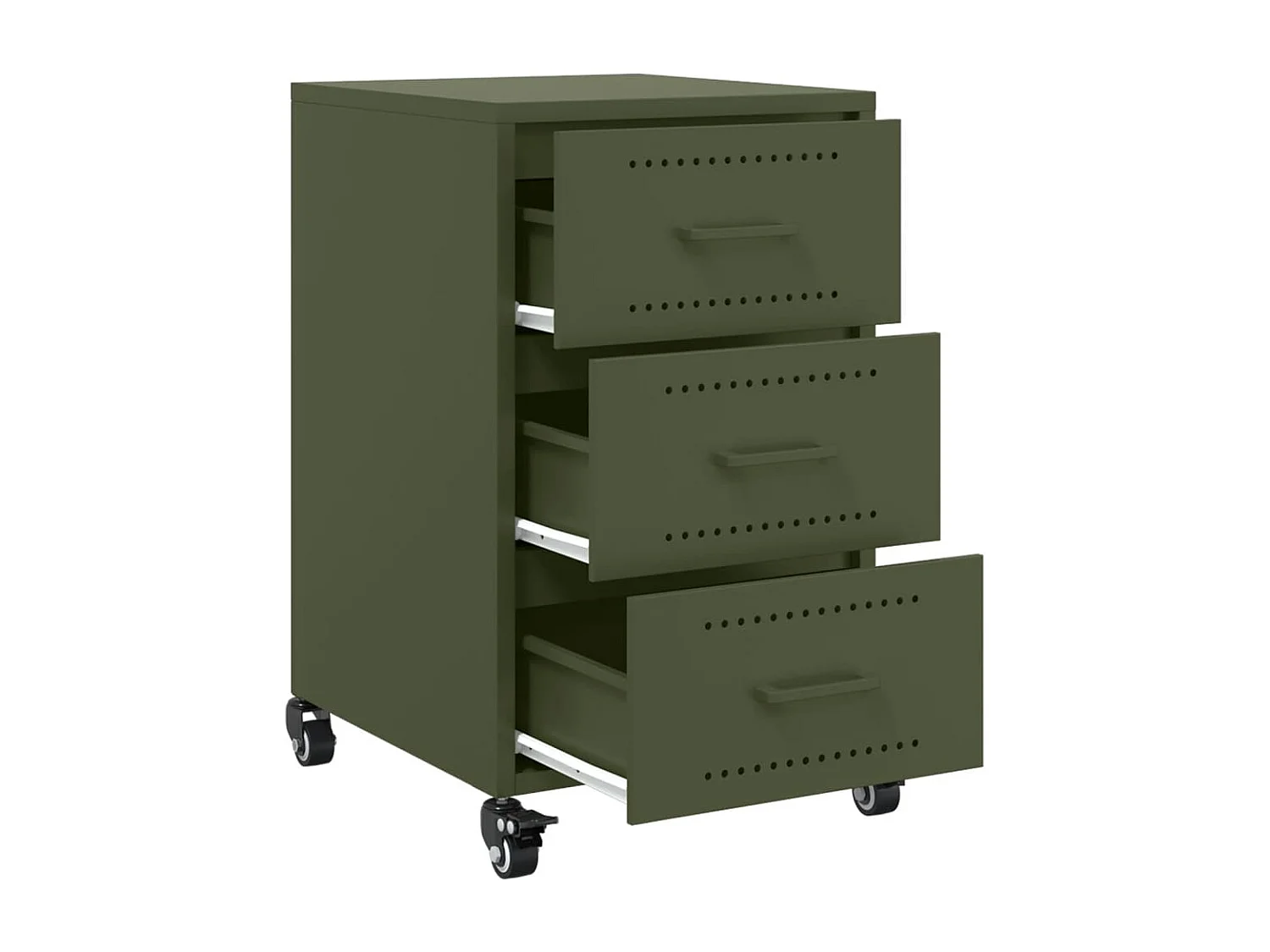 Elandir  Comodino Verde Oliva 36x39x59 cm in Acciaio