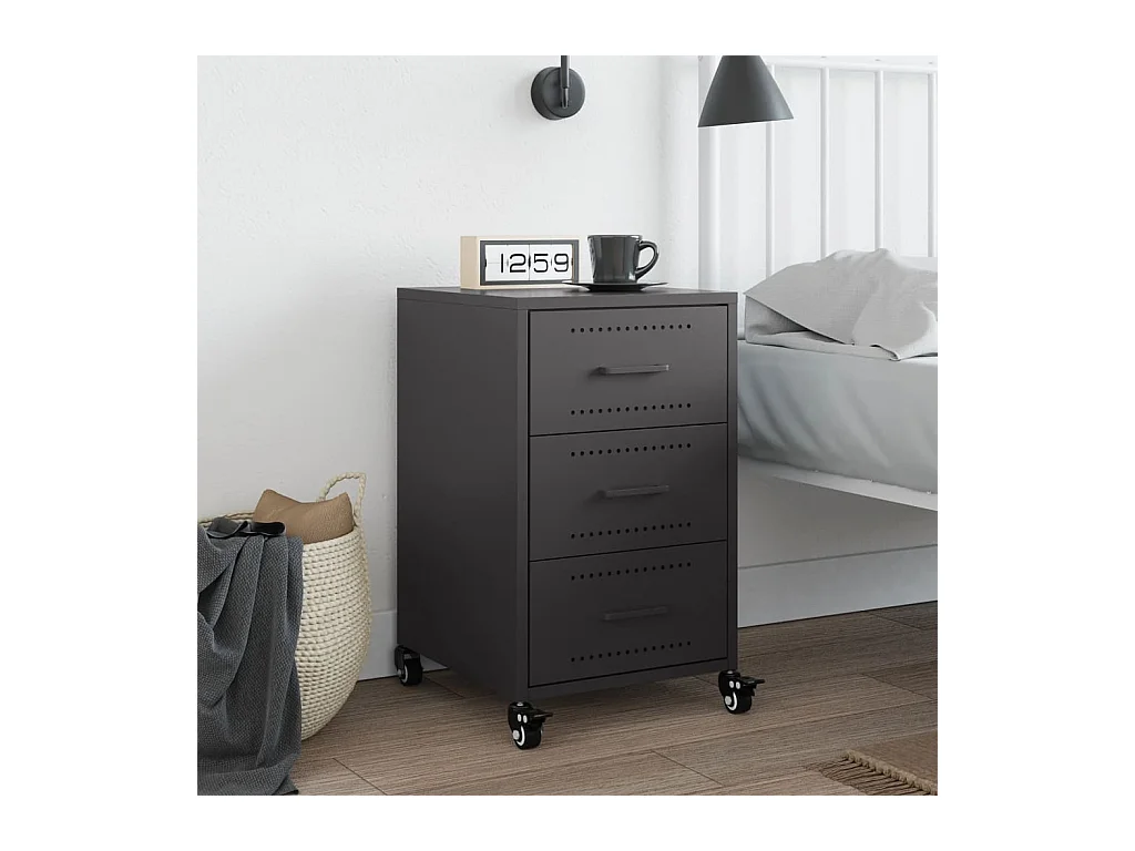 Elandir  Table de chevet noir 36x39x59 cm acier