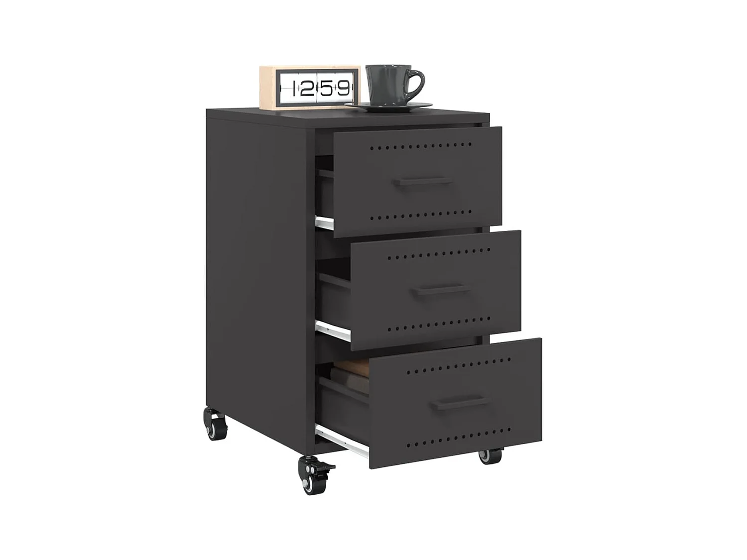 Elandir  Table de chevet noir 36x39x59 cm acier