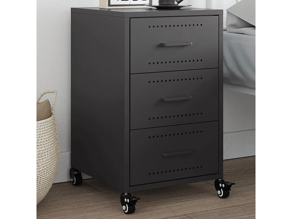 Elandir  Table de chevet noir 36x39x59 cm acier