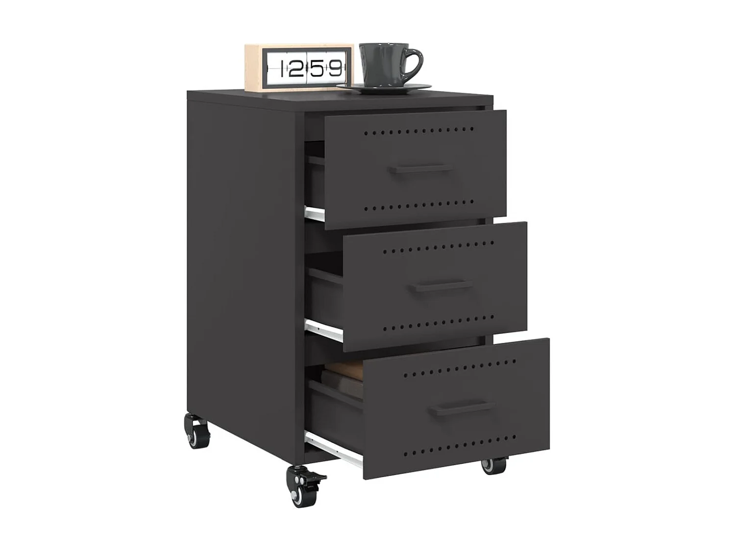 Elandir  Table de chevet noir 36x39x59 cm acier