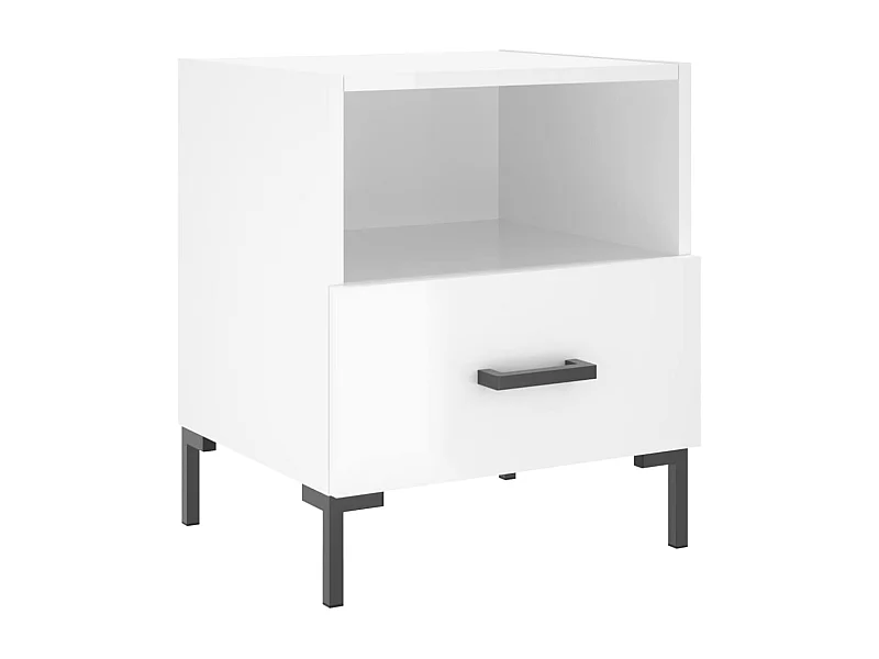 Paul-Henri  Comodino Bianco Lucido 40x35x47,5 cm in Legno Multistrato