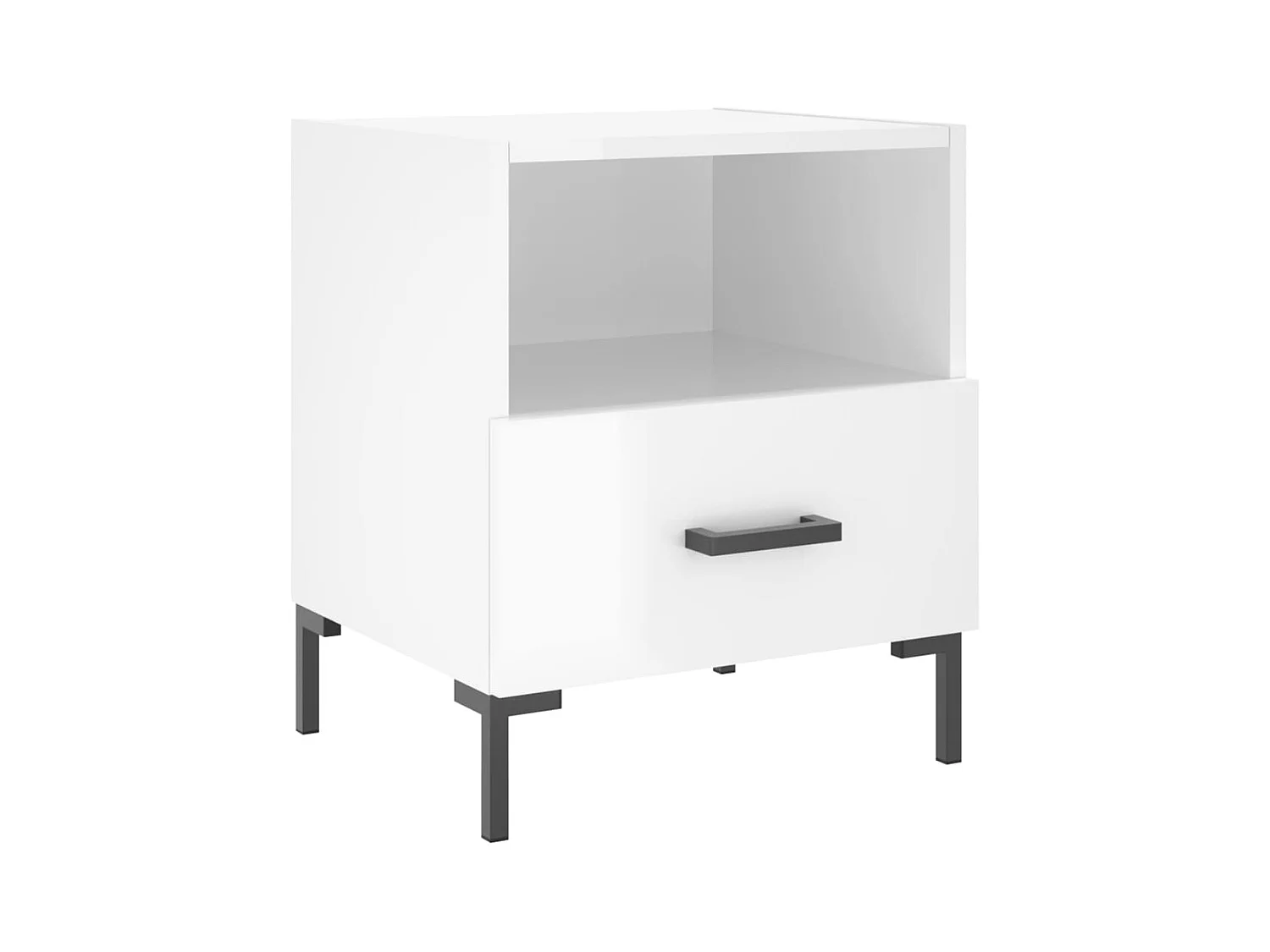 Paul-Henri  Comodino Bianco Lucido 40x35x47,5 cm in Legno Multistrato