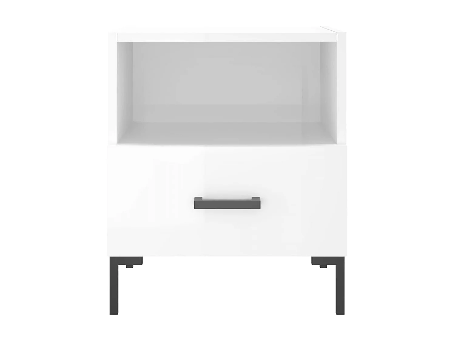 Paul-Henri  Comodino Bianco Lucido 40x35x47,5 cm in Legno Multistrato