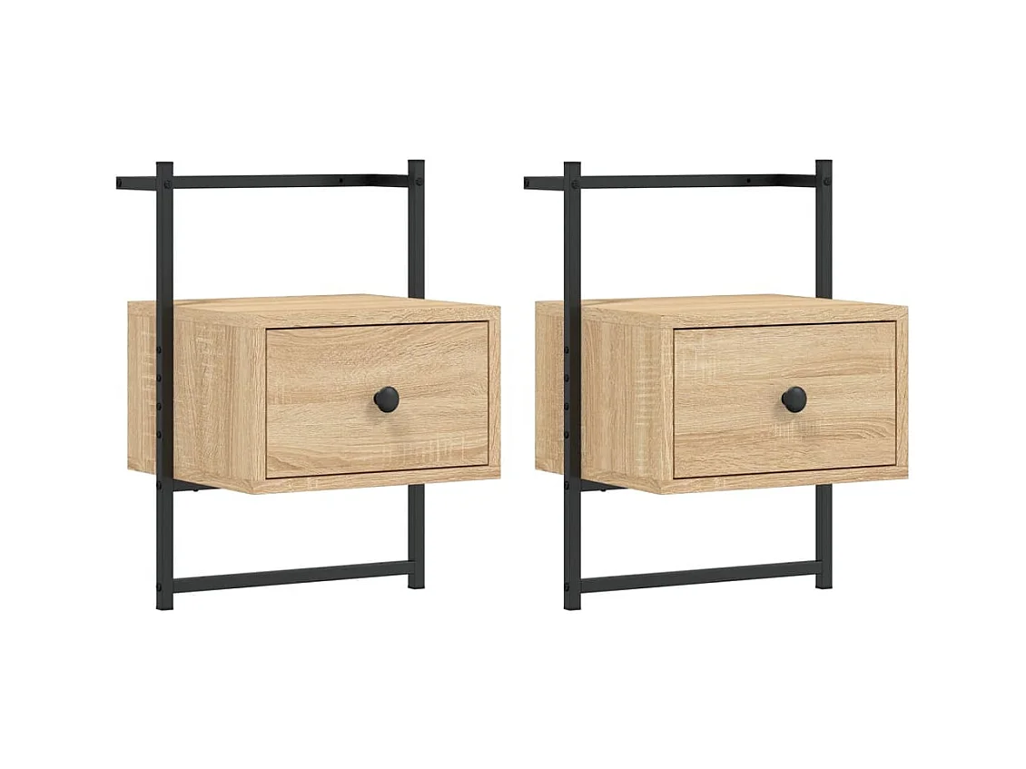 Nyra  Table de chevet murale 2 pcs chêne sonoma 35x30x51 cm