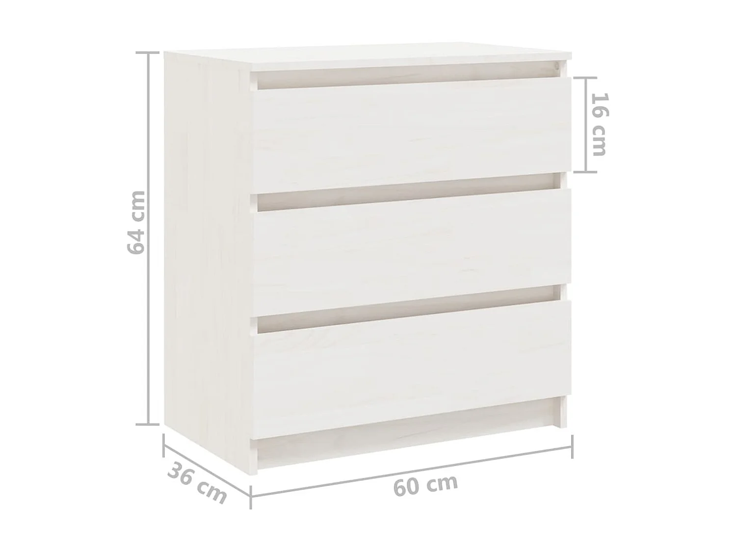 Bryna  Table de chevet Blanc 60x36x64 cm Bois de pin massif