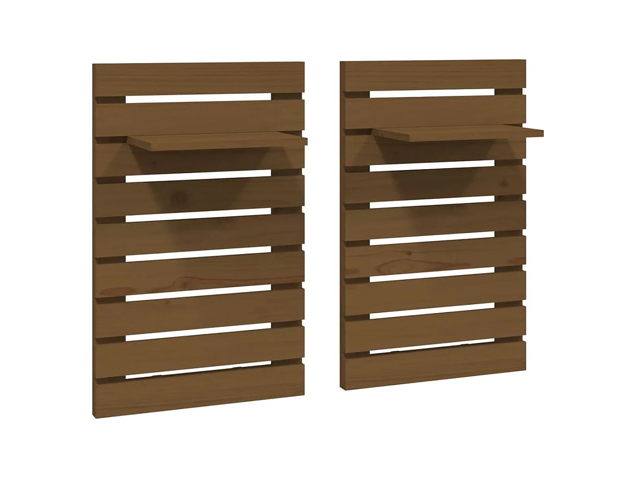 Abdeslam  Étagères de chevet murales 2 pcs Marron miel Bois de pin massif