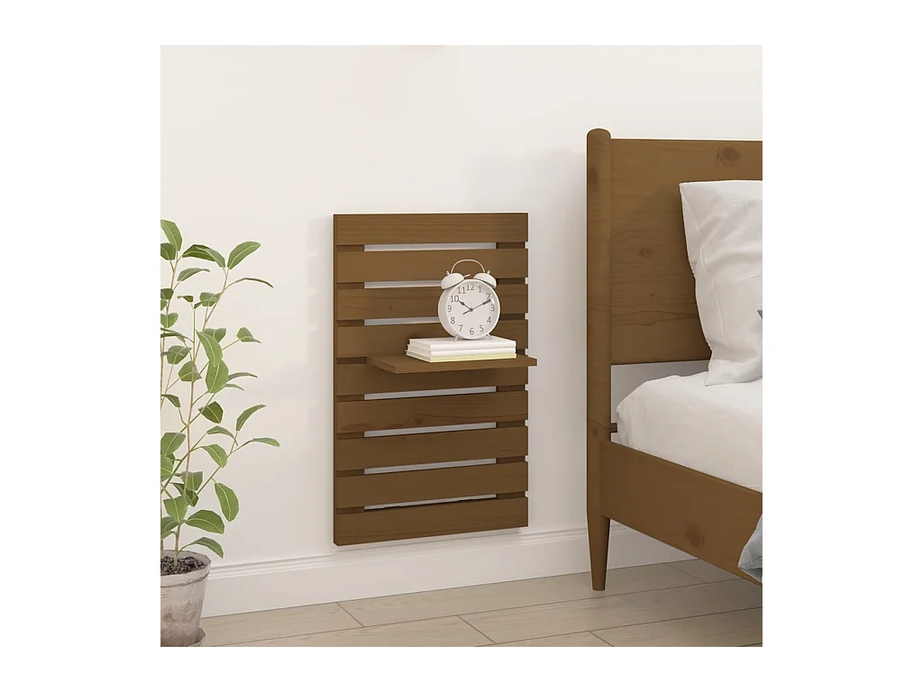 Abdeslam  Étagères de chevet murales 2 pcs Marron miel Bois de pin massif