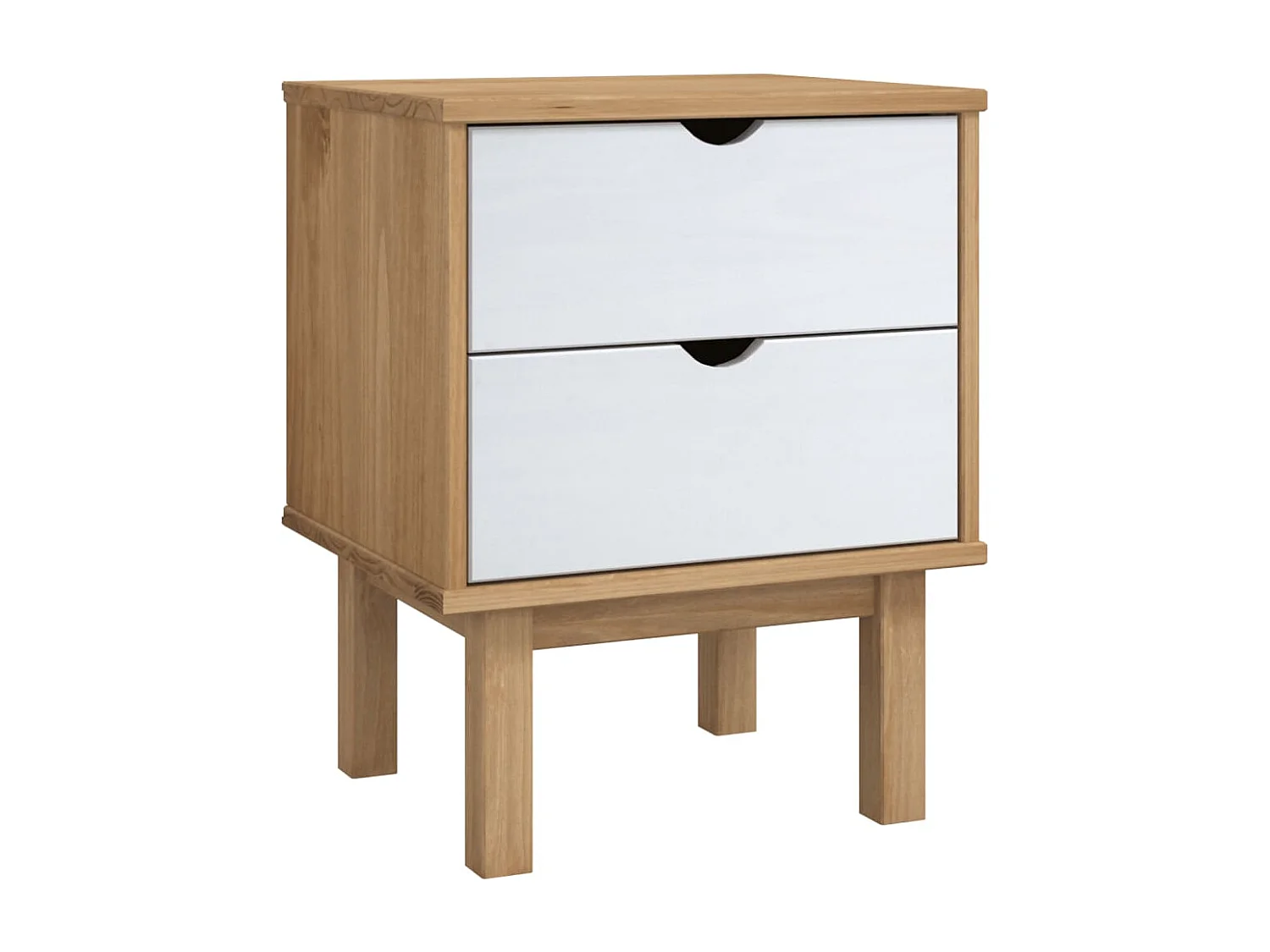 Laurent-Marie  Comodino OTTA Marrone e Grigio 45x39x57 cm in Legno di Pino